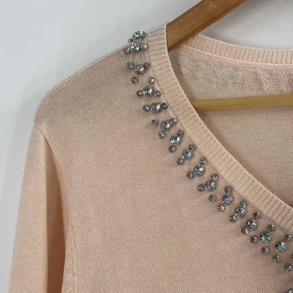 Hot in Hollywood cashmere blend soft pink tunic sweater faux rhinestone detail - Picture 9 of 16